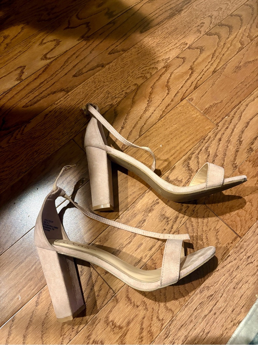 Lulus suede beige/tan 4” heels with ankle straps - size 8.5